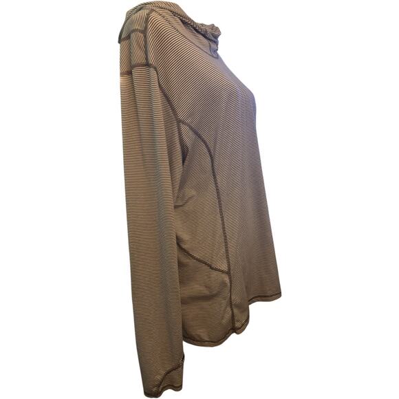 Danskin Now Striped Long Sleeve Lightweight Hoodie, Black/White, Size XL (16/18) - Picture 2 of 4